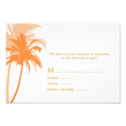 Palm Trees Tropical Wedding Response Cards Custom Invitations