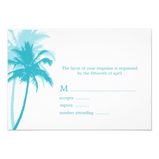 Palm Trees Tropical Wedding Response Cards Custom Invitation