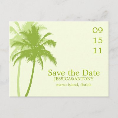 Palm Trees Tropical Wedding Save the Date Postcard