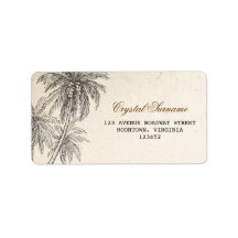 palm trees wedding address labels