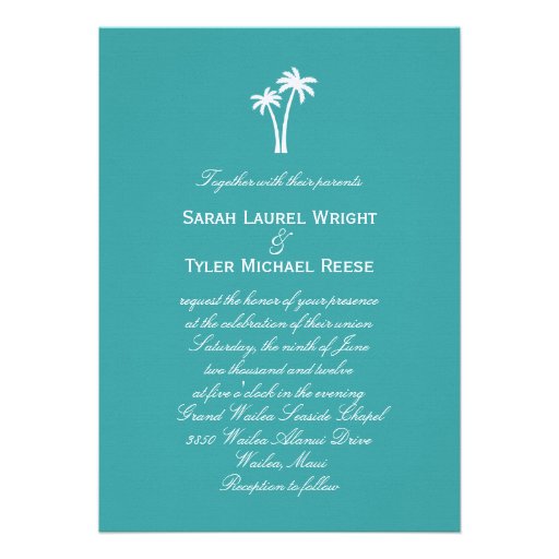 Palm Trees Wedding Invitation Personalized Invites