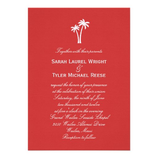 Palm Trees Wedding Invitation - Red