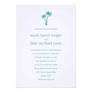 Palm Trees Wedding Invitation - White/Aqua Invites