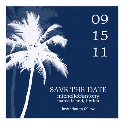 Palm Trees Wedding Save the Date Custom Announcement
