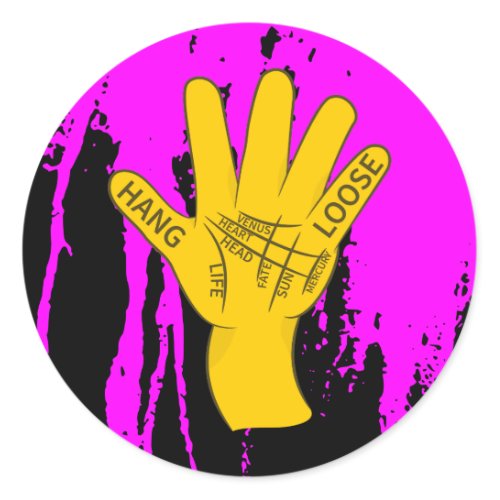 Palmistry Hang Loose Classic Round Sticker