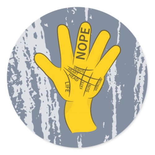 Palmistry Nope Funny Hand Classic Round Sticker