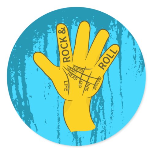 Palmistry Rock and Roll Classic Round Sticker