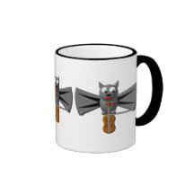 Palo de vampiro lindo que toca el violín tazas de café