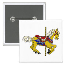 Palomino Carousel Horse Button