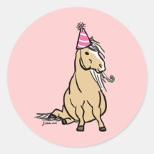Palomino Party Pony Round Sticker