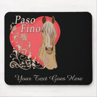 palomino Paso horse artwork showing the horse face on, with the words Paso Fino, and a big red heart