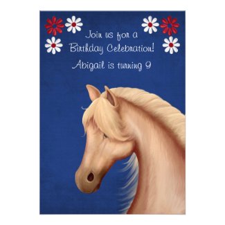 Palomino Red White and Blue Horse Birthday Invite