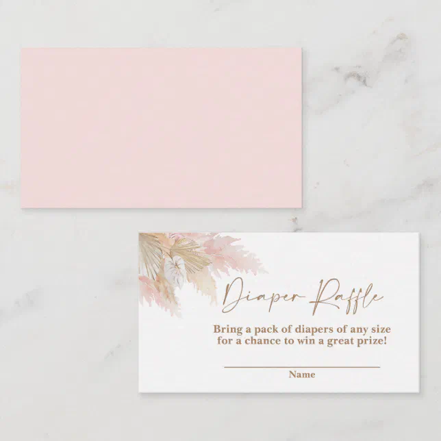 Pampas Grass Pink Diaper Raffle Enclosure Card Zazzle