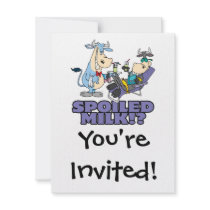 pampered cow spoiled milk funny humor cartoon personalized invitation