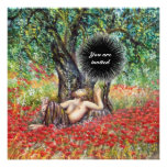 PAN, OLIVE TREE AND POPPY FIELDS,black Invitation