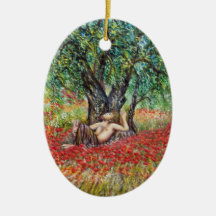 PAN, OLIVE TREE AND POPPY FIELDS CHRISTMAS ORNAMENT