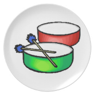 pan white head drums with mallets music percussion plate