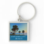 Panama City Beach FL Palm Tree Sunset Keyring Keychains