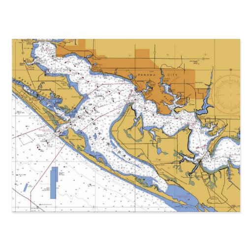 Panama City Florida Nautical Harbor Chart postcard Zazzle