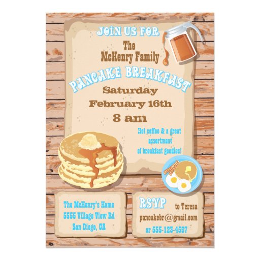Pancake Breakfast Party Invitations 5" X 7" Invitation Card Zazzle