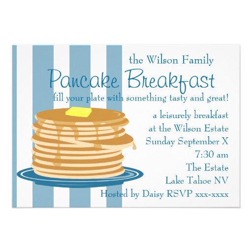 Pancake Breakfast Personalized Invitations (front side)
