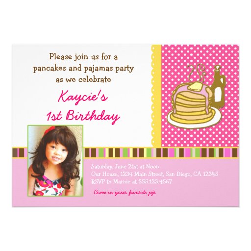 Pancakes and Pajamas Birthday Invitation Photo