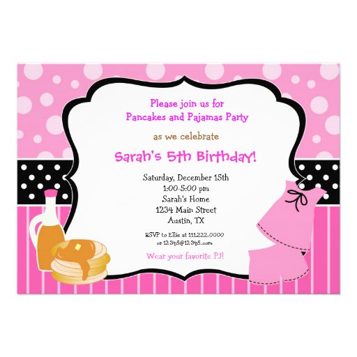 Pancakes and Pajamas Birthday invitations