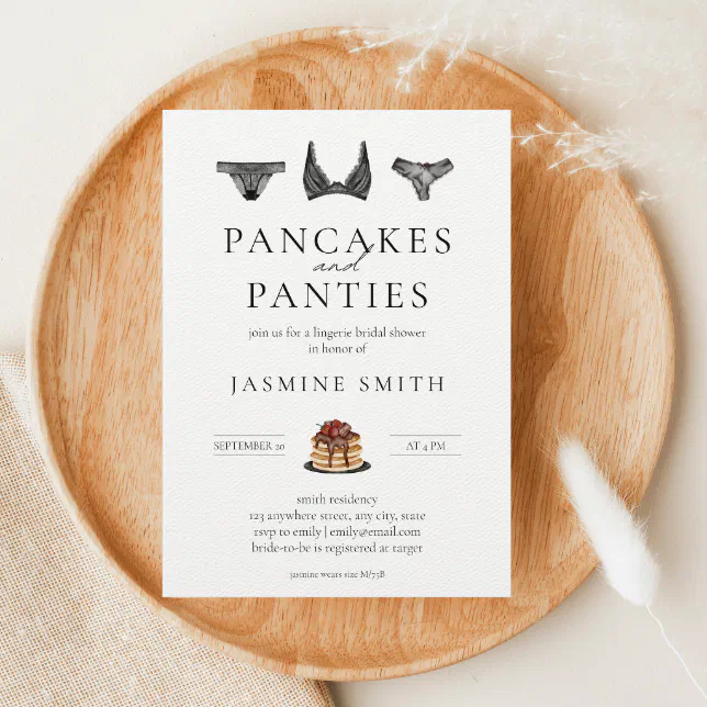 Pancakes Panties Lingerie Bridal Shower Modern Invitation Zazzle