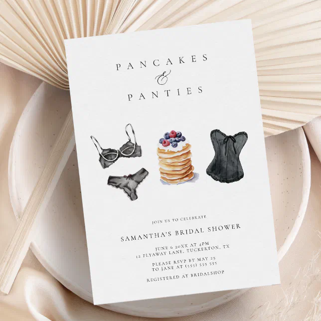 Pancakes Panties Modern Lingerie Bridal Shower Invitation Zazzle