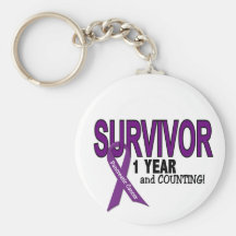 Pancreatic Cancer 1 YEAR SURVIVOR Keychains