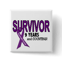 Pancreatic Cancer 9 YEAR SURVIVOR buttons by awarenessgifts Pancreatic Cancer 9 YEAR SURVIVOR buttons