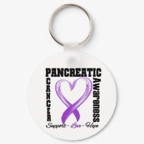 Pancreatic Cancer Awareness Brushed Heart Ribbon v keychains