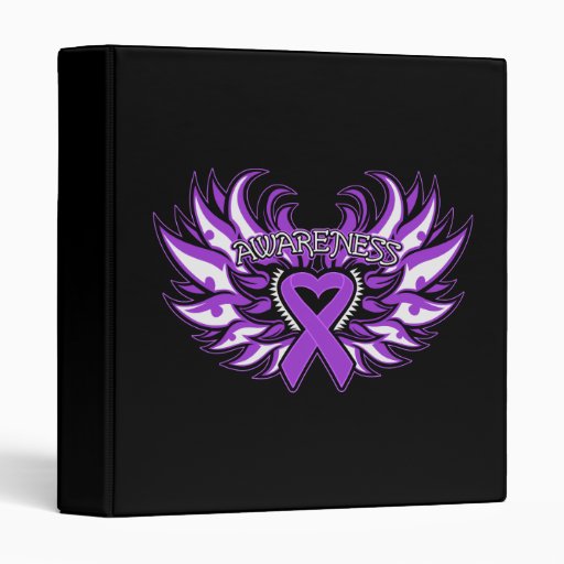Pancreatic Cancer Awareness Heart Wings Binders