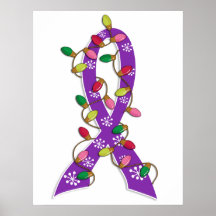 Pancreatic Cancer Christmas Lights Ribbon Print