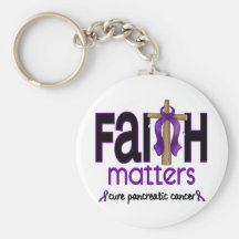Pancreatic Cancer Faith Matters Cross 1 Keychains