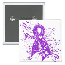 Pancreatic Cancer Floral Swirls Ribbon Pin