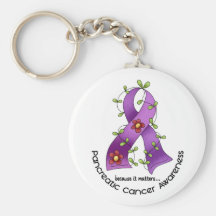Pancreatic Cancer FLOWER RIBBON 1 Keychain