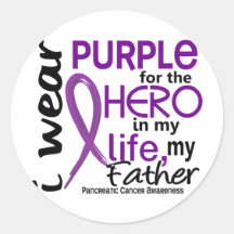 Pancreatic Cancer For My Hero My Father 2 Round Sticker