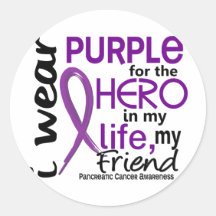 Pancreatic Cancer For My Hero My Friend 2 Round Sticker