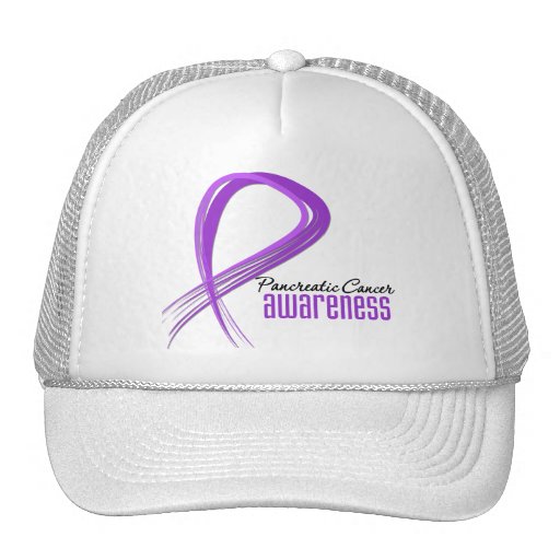 Pancreatic Cancer Grunge Ribbon Hats