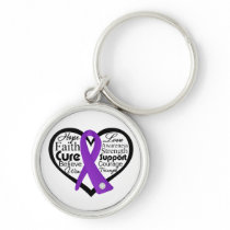 Pancreatic Cancer Heart Ribbon Collage Keychain