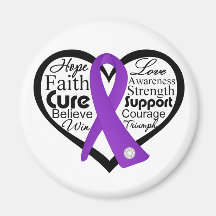 Pancreatic Cancer Heart Ribbon Collage Fridge Magnet
