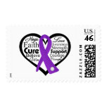 Pancreatic Cancer Heart Ribbon Collage Postage