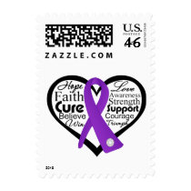 Pancreatic Cancer Heart Ribbon Collage Stamps