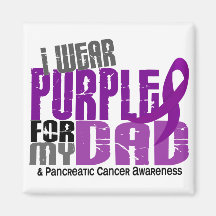 Pancreatic Cancer I Wear Purple For My Dad 6.2 Fridge Magnet