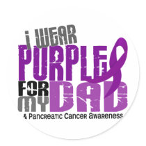 Pancreatic Cancer I Wear Purple For My Dad 6.2 stickers by awarenessgifts Pancreatic Cancer I Wear Purple For My Dad 6.2 stickers