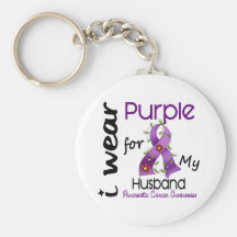 Pancreatic Cancer I Wear Purple For My Husband 43 Key Chain