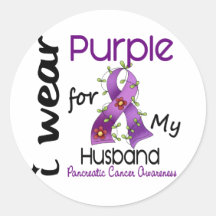 Pancreatic Cancer I Wear Purple For My Husband 43 Sticker