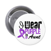 Pancreatic Cancer I Wear Purple Ribbon AUNT Pinback Buttons