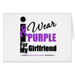 Pancreatic Cancer I Wear Purple Ribbon Girlfriend Greeting Card